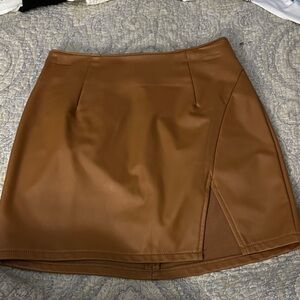 Rewash Camel Faux Leather Mini Skirt